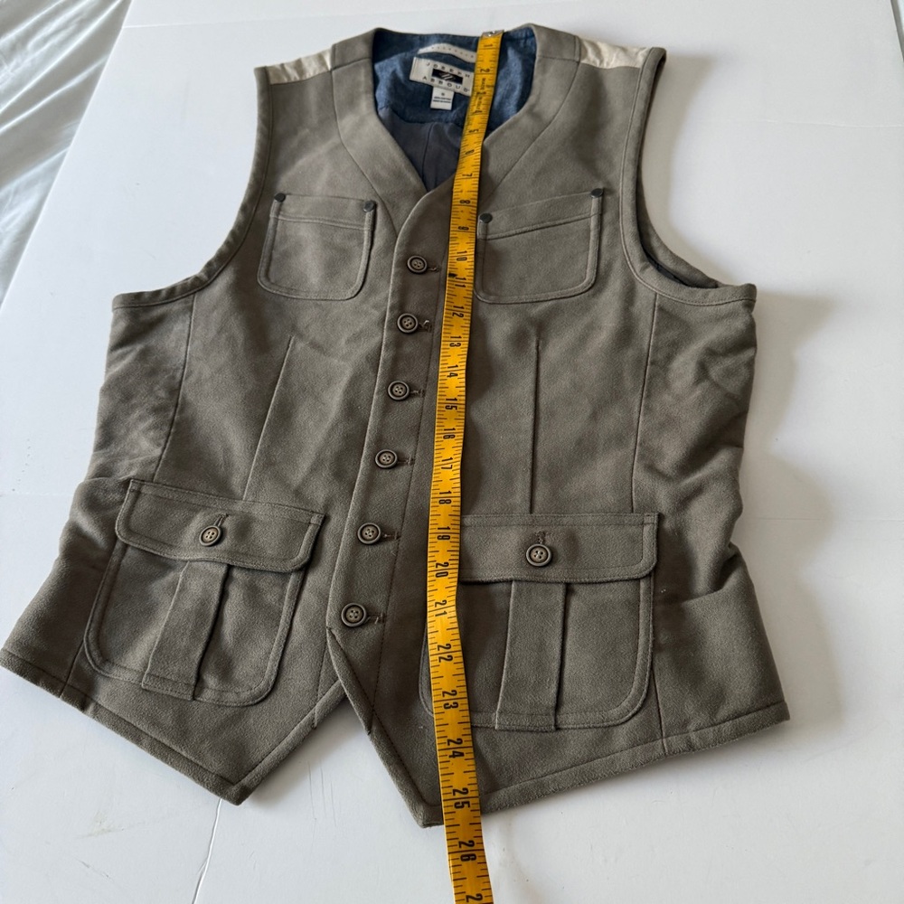 Joseph Abboud Multipocketed Utility Vest Cotton Faux Suede Gray Size Mens Small - Picture 6 of 8